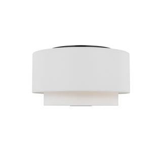Buy midnight-black-with-white-linen-glass-and-white-shade Sawyer Outdoor (Damp) Flush Mount Ceiling Light by Visual Comfort Studio
