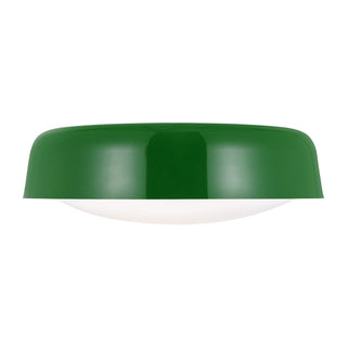 Buy green-with-milk-glass-and-white-shade Draper Outdoor (Damp) Flush Mount Ceiling Light by Visual Comfort Studio