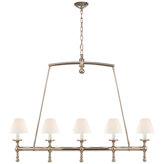 Buy polished-nickel-with-3-x-6-5-x-5-linen-glass-and-white-shade Classic Chandelier by Visual Comfort Signature