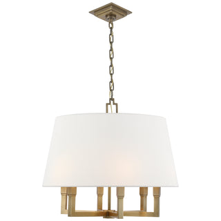 Buy hand-rubbed-antique-brass-with-20-x-24-x-11-linen-glass-and-white-shade Square Tube Hanging Lantern by Visual Comfort Signature