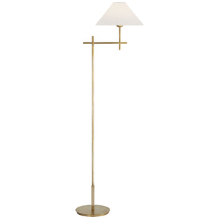 Buy hand-rubbed-antique-brass-with-3-x-11-75-x-7-linen-glass-and-white-shade Hackney Floor Lamp by Visual Comfort Signature