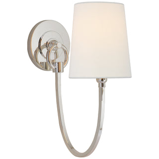 Buy polished-nickel-with-4-x-5-x-6-linen-glass-and-white-shade Reed Sconce by Visual Comfort Signature