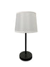 Black/Satin Nickel with fine white linen Glass and White Shade