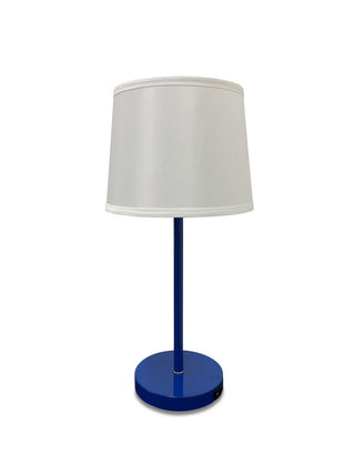 Buy colbalt-satin-nickel-with-fine-white-linen-glass Sawyer Table Lamp by House of Troy