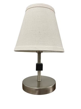Buy satin-nickel-supreme-silver-with-white-linen-hardback-shade-glass Bryson Table Accent Lamp by House of Troy