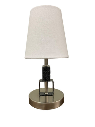 Buy satin-nickel-supreme-silver-with-off-white-linen-shade-glass-and-white-shade Bryson Lamp by House of Troy