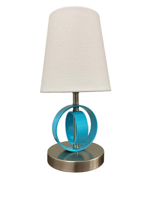 Buy satin-nickel-azure-with-white-linen-hardback-shade-glass Bryson Lamp by House of Troy