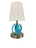 Satin Nickel/Azure with White linen hardback shade Glass