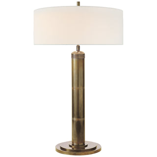 Buy hand-rubbed-antique-brass-with-20-x-20-x-7-5-linen-glass-and-white-shade Longacre Table Lamp by Visual Comfort Signature