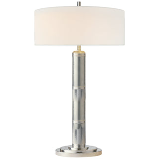 Buy polished-nickel-with-20-x-20-x-7-5-linen-glass-and-white-shade Longacre Table Lamp by Visual Comfort Signature