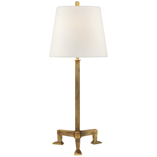 Buy gilded-iron-with-9-x-11-5-x-10-linen-glass-and-white-shade Parish Lamp by Visual Comfort Signature