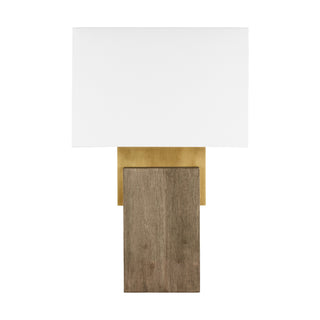 Buy natural-brass-with-fabric-glass-and-white-shade Slab Outdoor (Damp) Table Lamp by Visual Comfort Modern
