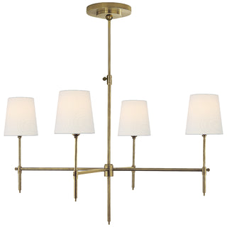 Buy hand-rubbed-antique-brass-with-4-x-5-5-x-6-linen-glass-and-white-shade Bryant Chandelier by Visual Comfort Signature