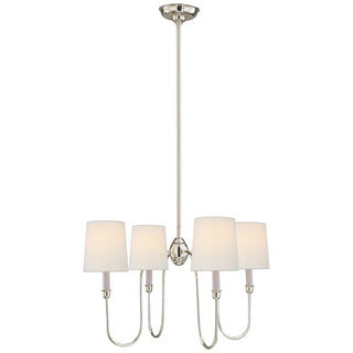 Buy polished-nickel-with-4-x-5-5-x-6-linen-glass-and-white-shade Vendome Chandelier by Visual Comfort Signature