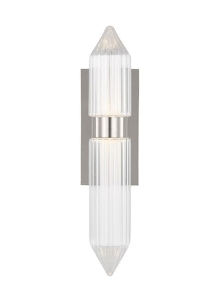 Buy polished-nickel-with-cut-crystal-glass-and-clear-textured-shade Langston Outdoor (Damp) Sconce by Visual Comfort Modern
