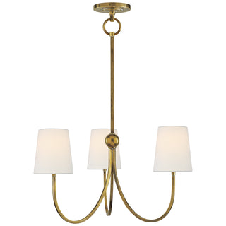 Buy hand-rubbed-antique-brass-with-4-x-5-x-6-linen-glass-and-white-shade Reed Chandelier by Visual Comfort Signature