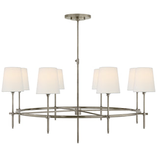 Buy antique-nickel-with-4-x-5-5-x-6-linen-glass-and-silver-gray-shade Bryant Chandelier by Visual Comfort Signature