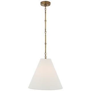 Buy hand-rubbed-antique-brass-with-4-75-x-15-x-13-linen-glass-and-white-shade Goodman Hanging Lantern by Visual Comfort Signature
