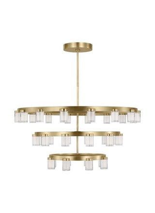 Buy natural-brass-with-etched-crystal-glass-and-white-shade Esfera Outdoor (Damp) Chandelier by Visual Comfort Modern