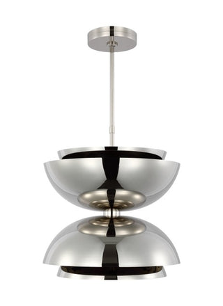 Buy polished-nickel-with-steel-or-brass-glass-and-silver-gray-shade Shanti Outdoor (Damp) Pendant by Visual Comfort Modern