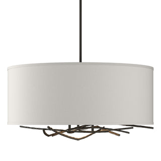 Buy dark-smoke-with-flax-shade-se-glass-and-natural-cream-shade Brindille Pendant by Hubbardton Forge