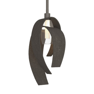 Buy dark-smoke-with-clear-glass-with-frosted-diffuser-ye-glass Corona Mini Pendant by Hubbardton Forge