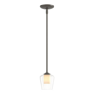 Buy dark-smoke-with-clear-glass-with-opal-diffuser-zu-glass-and-white-shade Simple Lines Mini Pendant by Hubbardton Forge