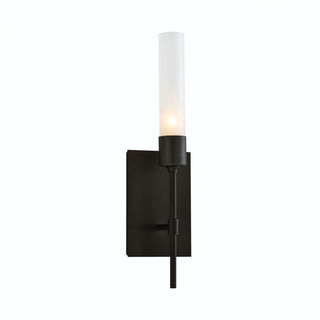 Buy black-with-frosted-glass-fd-glass-and-white-shade Vela Sconce by Hubbardton Forge