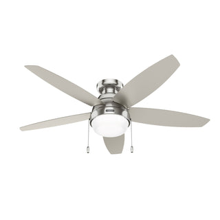 Buy brushed-nickel-finish-with-matte-nickel-blades Lilliana Hugger Ceiling Fan with Light by Hunter
