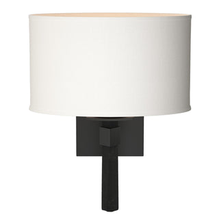 Buy black-with-natural-anna-shade-sf-glass-and-white-shade Beacon Hall Sconce by Hubbardton Forge