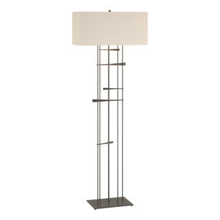 Buy dark-smoke-with-flax-shade-se-glass-and-white-shade Cavaletti Floor Lamp by Hubbardton Forge