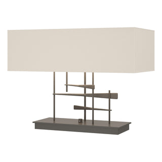 Buy dark-smoke-with-flax-shade-se-glass-and-white-shade Cavaletti Table Lamp by Hubbardton Forge