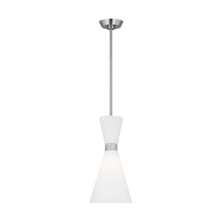 Buy brushed-steel-with-etched-white-glass-and-white-shade Belcarra Outdoor (Damp) Pendant by Visual Comfort Studio