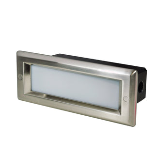 Buy brushed-nickel-and-white-shade Brick Outdoor (Wet) Step and Wall Light by Nora Lighting