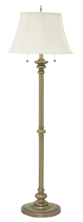 Buy antique-brass-with-off-white-linen-softback-glass-and-white-shade Newport Floor Lamp by House of Troy