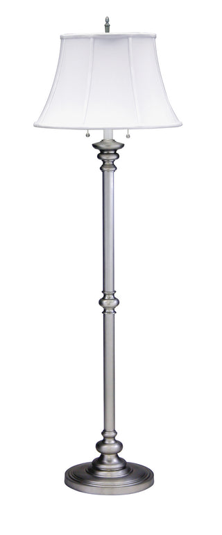Buy pewter-with-white-linen-softback-glass-and-white-shade Newport Floor Lamp by House of Troy