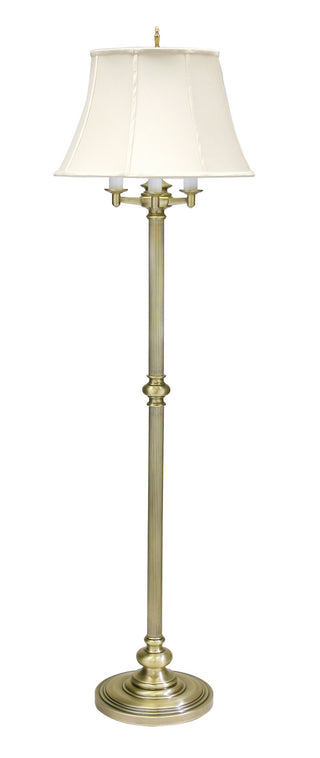 Buy antique-brass-with-off-white-linen-softback-glass-and-natural-cream-shade Newport Floor Lamp by House of Troy