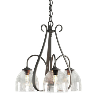 Buy natural-iron-with-water-glass-ll-glass-and-clear-textured-shade Sweeping Taper Chandelier by Hubbardton Forge