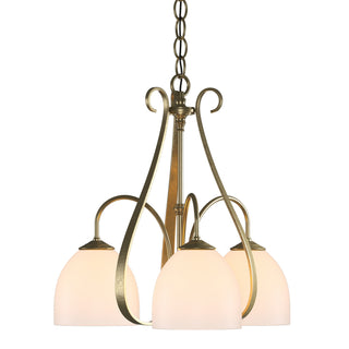 Buy modern-brass-with-opal-glass-gg-glass-and-white-shade Sweeping Taper Chandelier by Hubbardton Forge