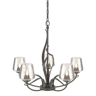 Buy dark-smoke-with-clear-glass-zm-glass-and-clear-shade Flora Chandelier by Hubbardton Forge