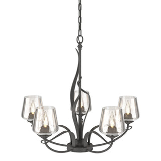 Buy natural-iron-with-clear-glass-zm-glass-and-clear-shade Flora Chandelier by Hubbardton Forge