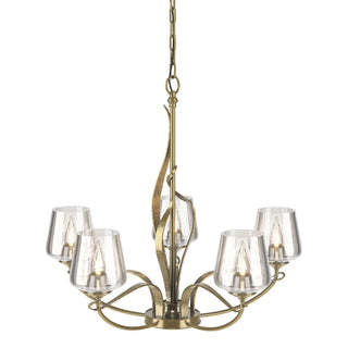 Buy modern-brass-with-clear-glass-zm-glass-and-clear-shade Flora Chandelier by Hubbardton Forge