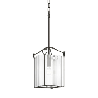 Buy dark-smoke-with-clear-glass-zm-glass-and-clear-textured-shade Bow Pendant by Hubbardton Forge