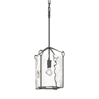 Buy natural-iron-with-water-glass-ll-glass-and-clear-textured-shade Bow Pendant by Hubbardton Forge