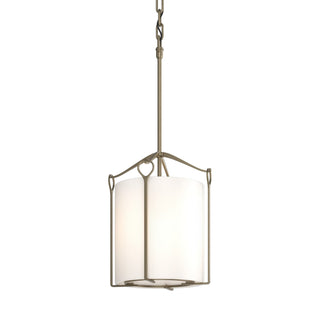 Buy soft-gold-with-opal-glass-gg-glass-and-white-shade Bow Pendant by Hubbardton Forge