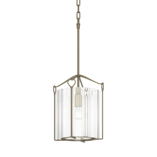 Buy soft-gold-with-clear-glass-zm-glass-and-clear-textured-shade Bow Mini Pendant by Hubbardton Forge