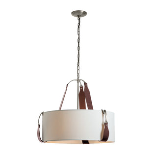 Buy polished-nickel-with-natural-anna-shade-sf-glass-and-white-shade Saratoga Pendant by Hubbardton Forge