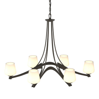 Buy dark-smoke-with-opal-glass-gg-glass-and-white-shade Ribbon Chandelier by Hubbardton Forge