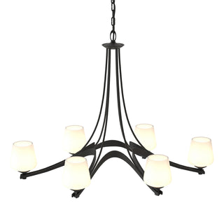Buy black-with-opal-glass-gg-glass-and-white-shade Ribbon Chandelier by Hubbardton Forge
