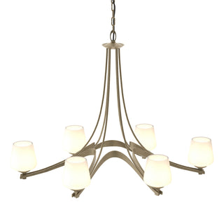 Buy soft-gold-with-opal-glass-gg-glass-and-white-shade Ribbon Chandelier by Hubbardton Forge